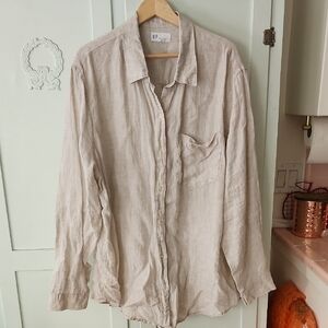 XXL Gap 100% Linen Tan Blouse